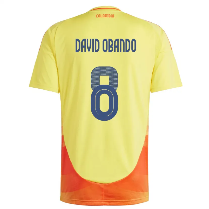Danxen Dámské Kolumbie Juan David Obando #8 Žlutá Domů Hráčské Dresy 24-26 Dres