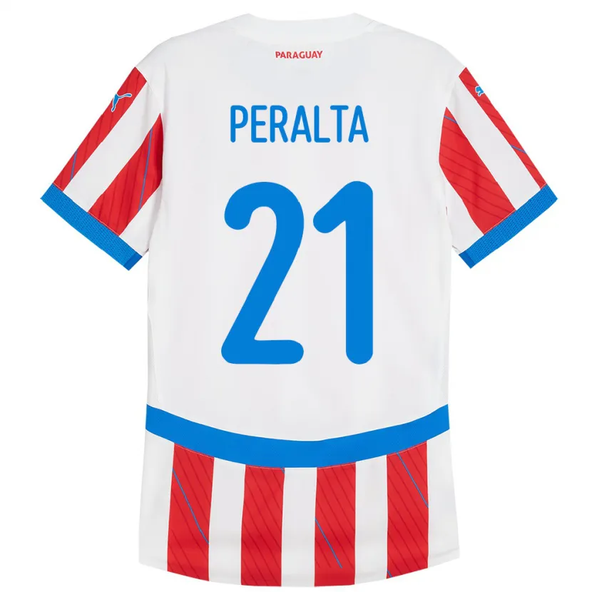 Danxen Dámské Paraguay Fabrizio Peralta #21 Bílá Červená Domů Hráčské Dresy 24-26 Dres