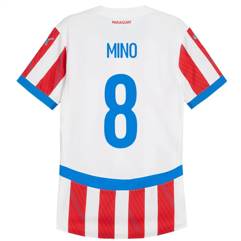 Danxen Dámské Paraguay Rosa Miño #8 Bílá Červená Domů Hráčské Dresy 24-26 Dres
