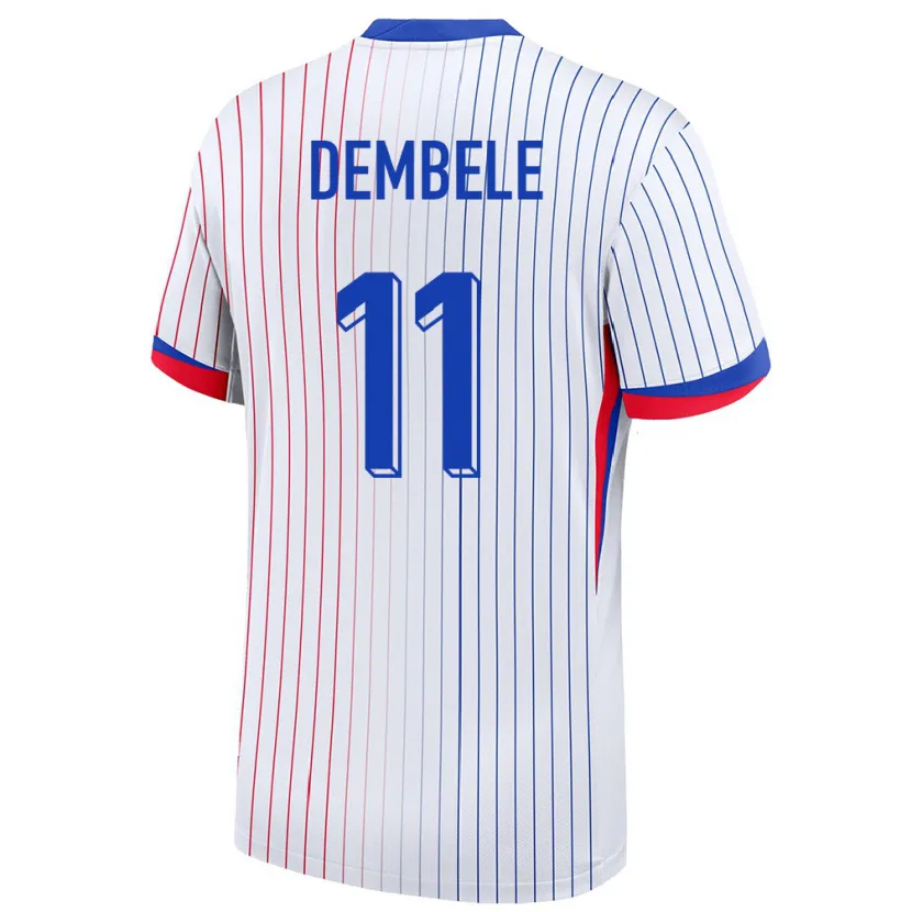 Danxen Dámské Francie Ousmane Dembele #11 Bílý Daleko Hráčské Dresy 24-26 Dres