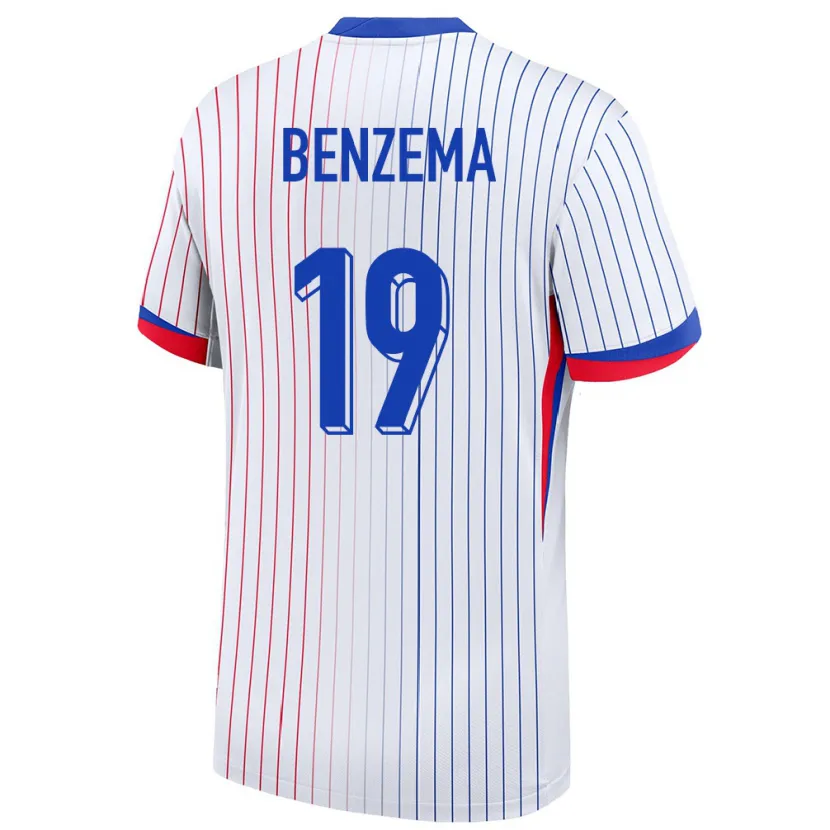 Danxen Dámské Francie Karim Benzema #19 Bílý Daleko Hráčské Dresy 24-26 Dres
