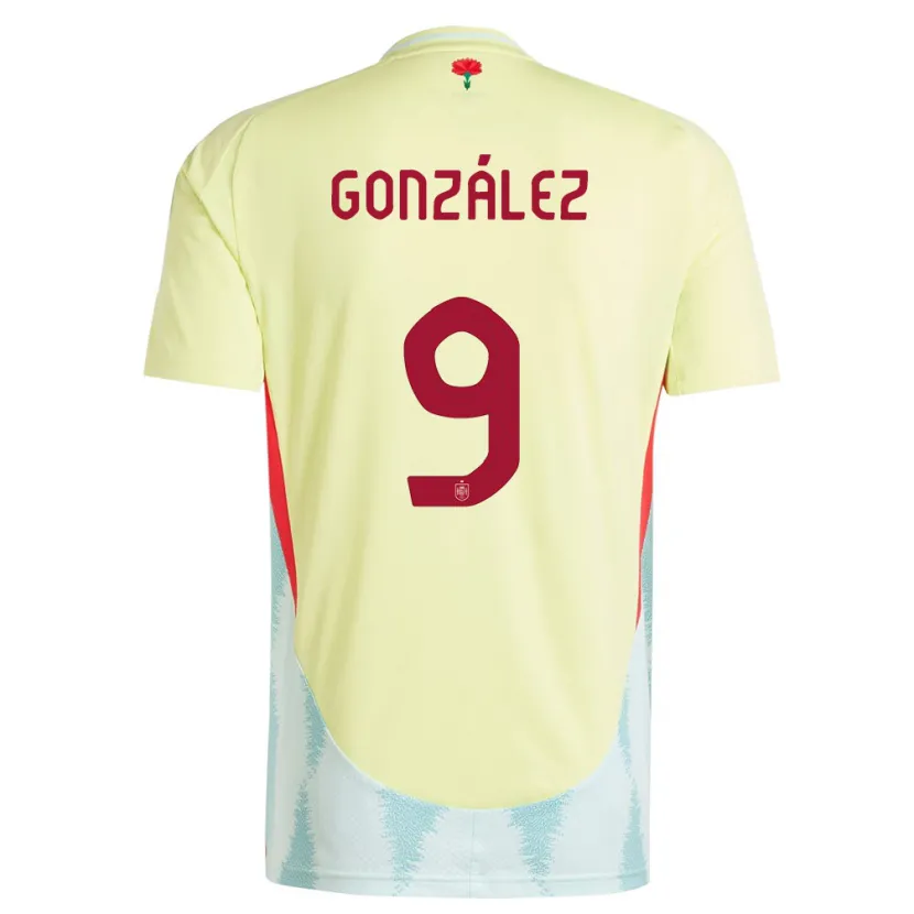 Danxen Dámské Španělsko Esther Gonzalez #9 Žlutá Daleko Hráčské Dresy 24-26 Dres
