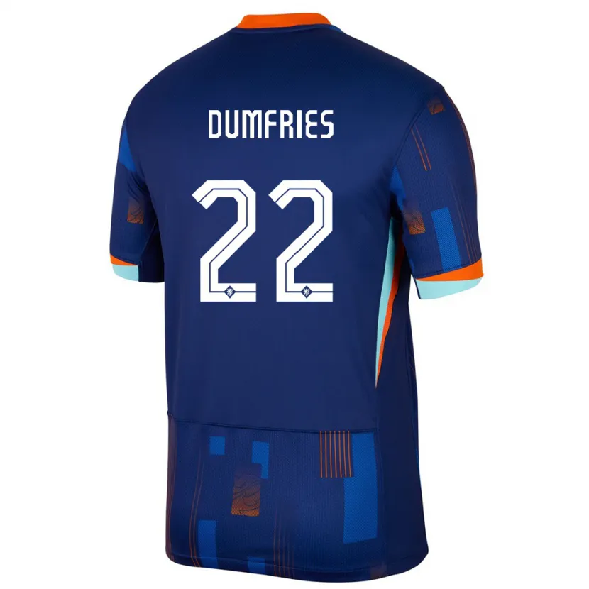 Danxen Dámské Nizozemsko Denzel Dumfries #22 Modrý Daleko Hráčské Dresy 24-26 Dres