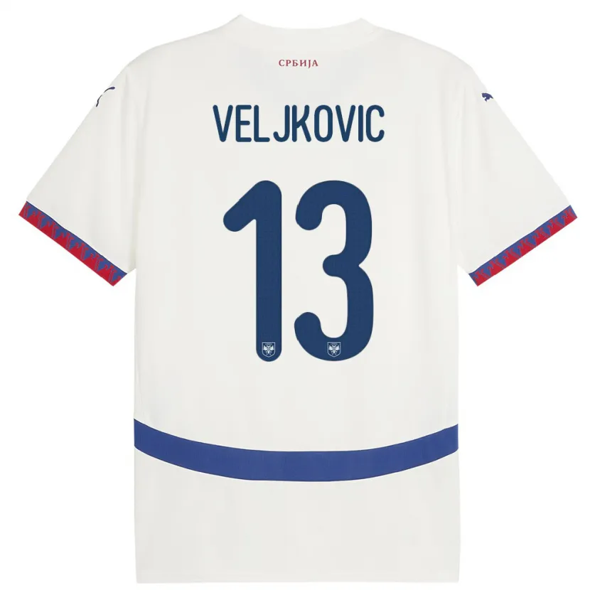 Danxen Dámské Srbsko Milos Veljkovic #13 Bílý Daleko Hráčské Dresy 24-26 Dres