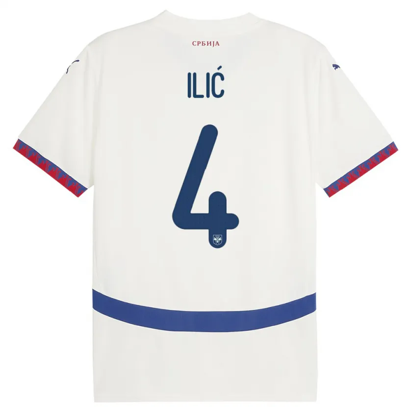 Danxen Dámské Srbsko Marija Ilic #4 Bílý Daleko Hráčské Dresy 24-26 Dres