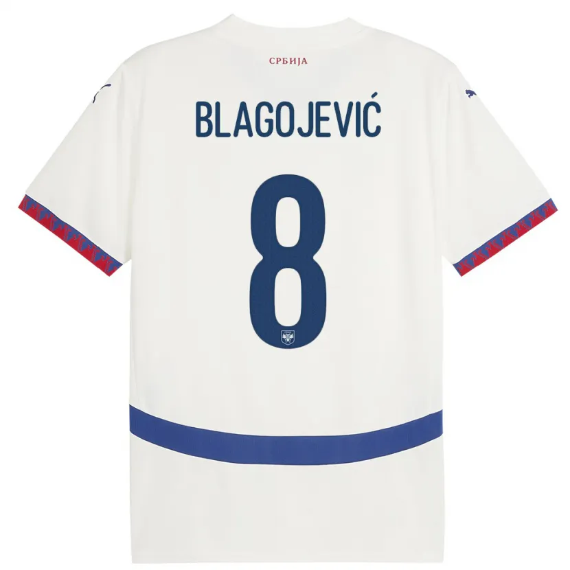 Danxen Dámské Srbsko Dina Blagojevic #8 Bílý Daleko Hráčské Dresy 24-26 Dres