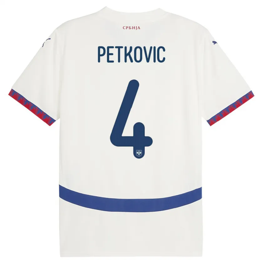 Danxen Dámské Srbsko Nikola Petkovic #4 Bílý Daleko Hráčské Dresy 24-26 Dres