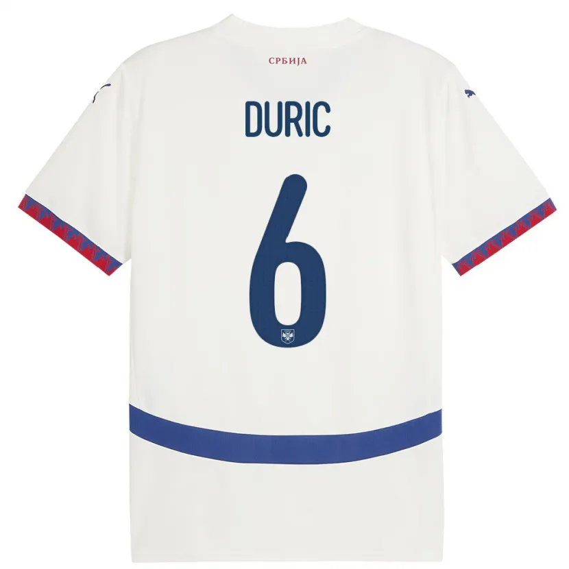 Danxen Dámské Srbsko Andrej Duric #6 Bílý Daleko Hráčské Dresy 24-26 Dres