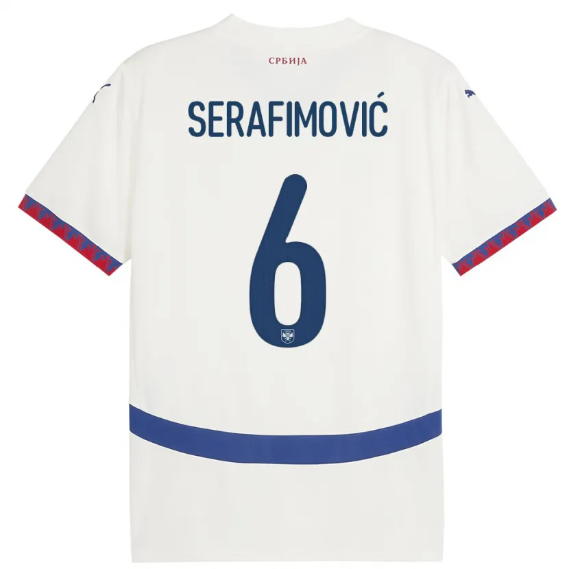 Danxen Dámské Srbsko Vojin Serafimovic #6 Bílý Daleko Hráčské Dresy 24-26 Dres