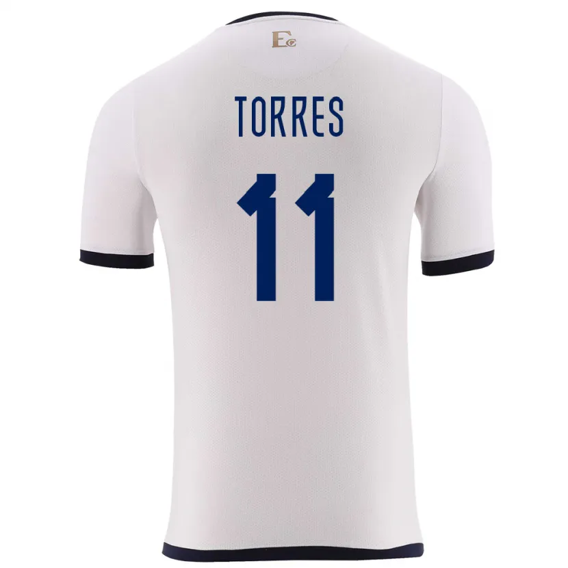 Danxen Dámské Ekvádor Ambar Torres #11 Bílý Daleko Hráčské Dresy 24-26 Dres