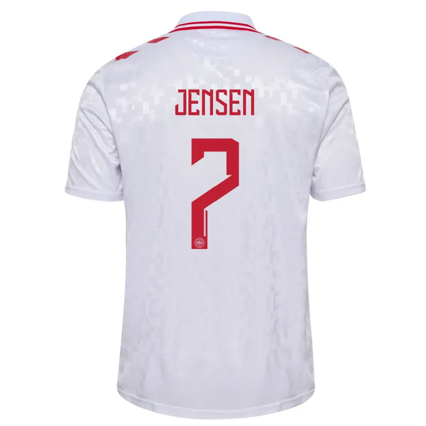 Danxen Dámské Dánsko Mathias Jensen #7 Bílý Daleko Hráčské Dresy 24-26 Dres