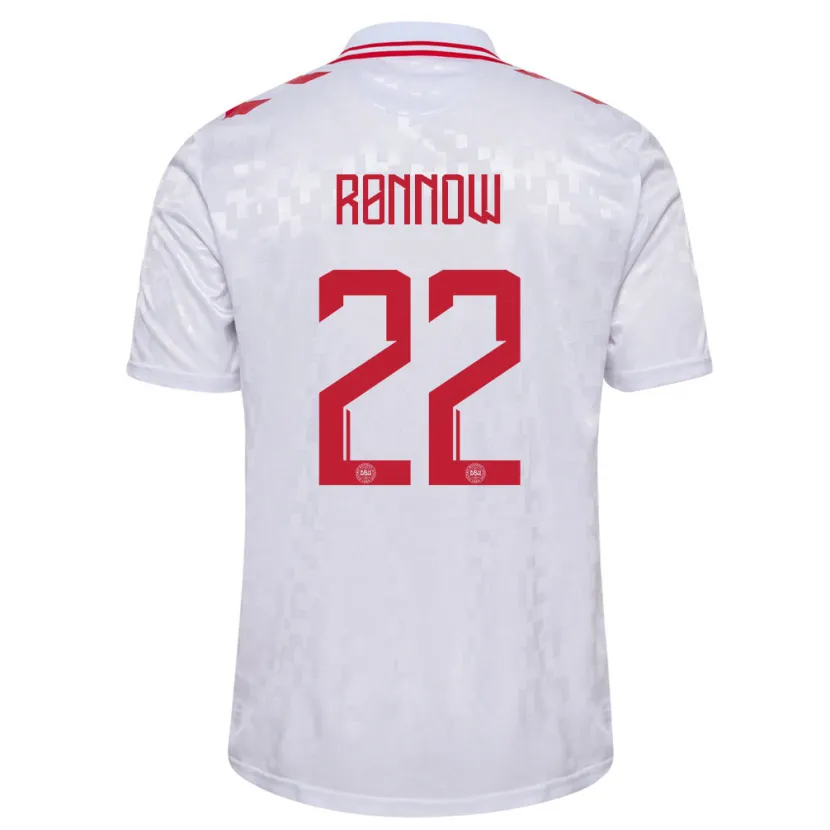 Danxen Dámské Dánsko Frederik Rønnow #22 Bílý Daleko Hráčské Dresy 24-26 Dres