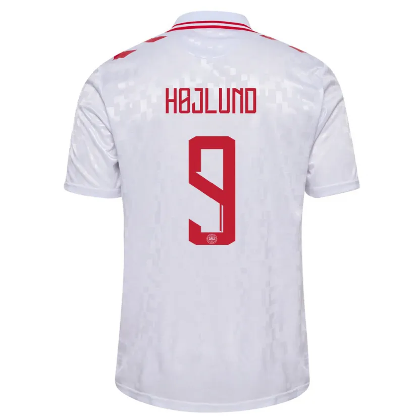 Danxen Dámské Dánsko Emil Højlund #9 Bílý Daleko Hráčské Dresy 24-26 Dres