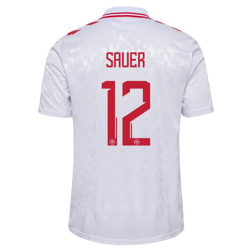 Danxen Dámské Dánsko Mathias Sauer #12 Bílý Daleko Hráčské Dresy 24-26 Dres