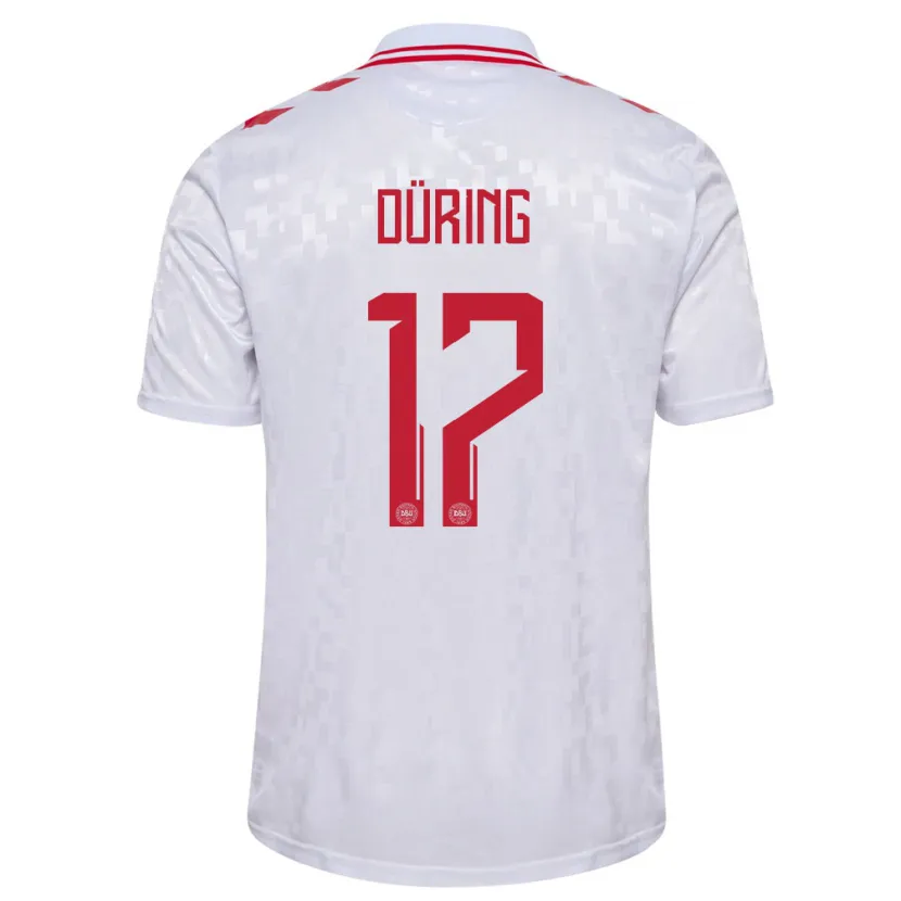 Danxen Dámské Dánsko Rasmus Düring #17 Bílý Daleko Hráčské Dresy 24-26 Dres