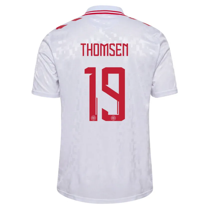 Danxen Dámské Dánsko Janni Thomsen #19 Bílý Daleko Hráčské Dresy 24-26 Dres