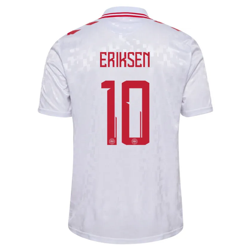 Danxen Dámské Dánsko Christian Eriksen #10 Bílý Daleko Hráčské Dresy 24-26 Dres
