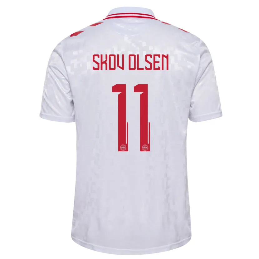 Danxen Dámské Dánsko Andreas Skov Olsen #11 Bílý Daleko Hráčské Dresy 24-26 Dres