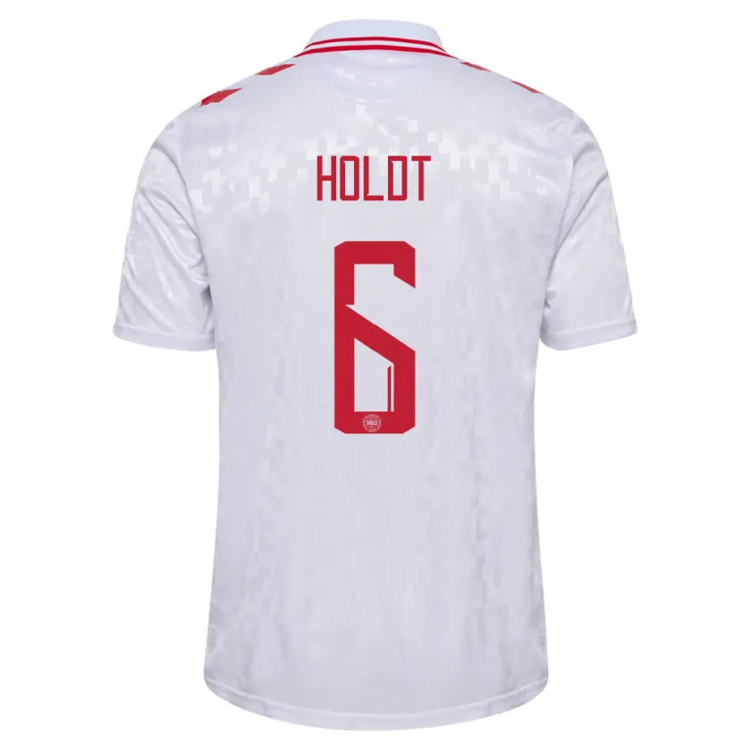 Danxen Dámské Dánsko Olivia Holdt #6 Bílý Daleko Hráčské Dresy 24-26 Dres