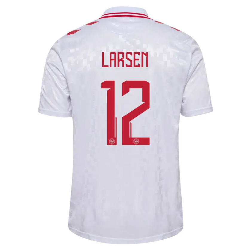 Danxen Dámské Dánsko Stine Larsen #12 Bílý Daleko Hráčské Dresy 24-26 Dres