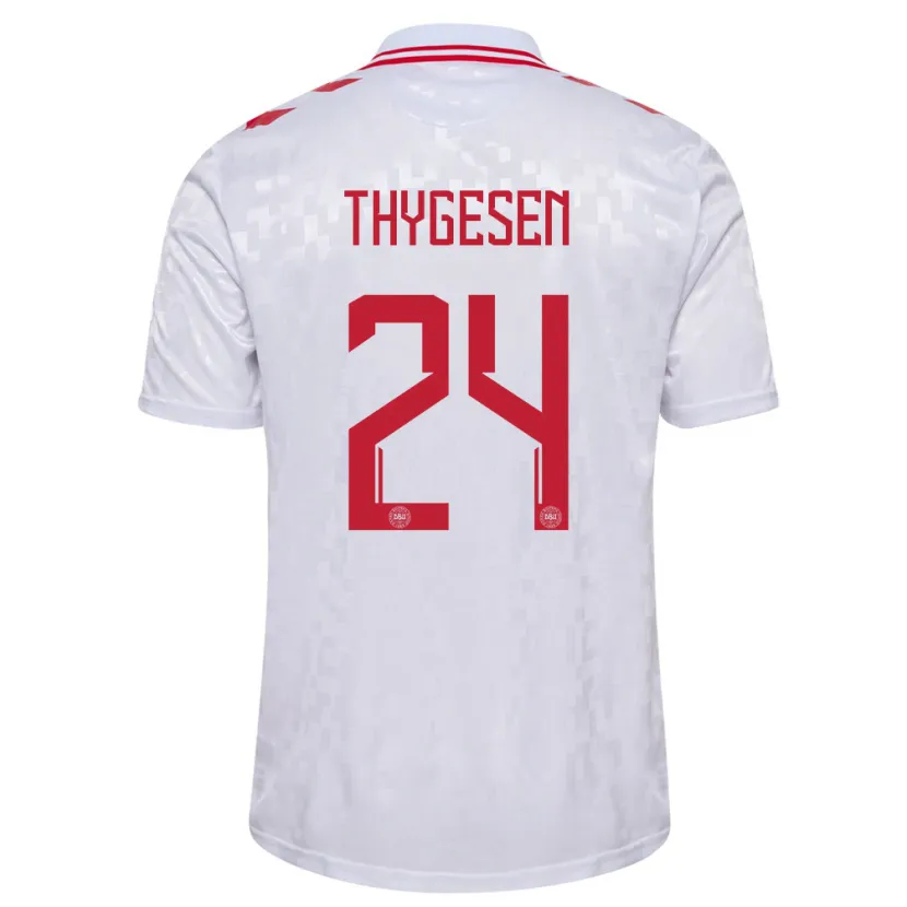 Danxen Dámské Dánsko Sarah Thygesen #24 Bílý Daleko Hráčské Dresy 24-26 Dres