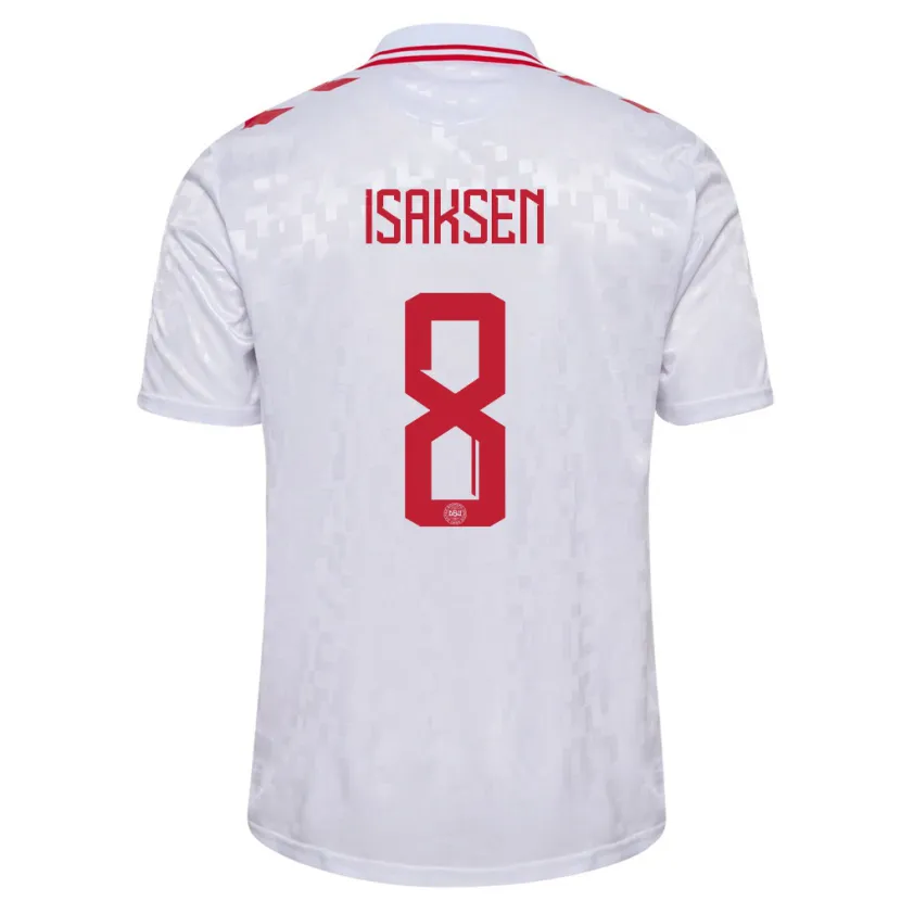 Danxen Dámské Dánsko Gustav Isaksen #8 Bílý Daleko Hráčské Dresy 24-26 Dres
