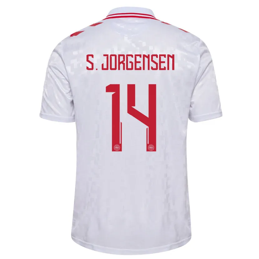 Danxen Dámské Dánsko Sebastian Jorgensen #14 Bílý Daleko Hráčské Dresy 24-26 Dres
