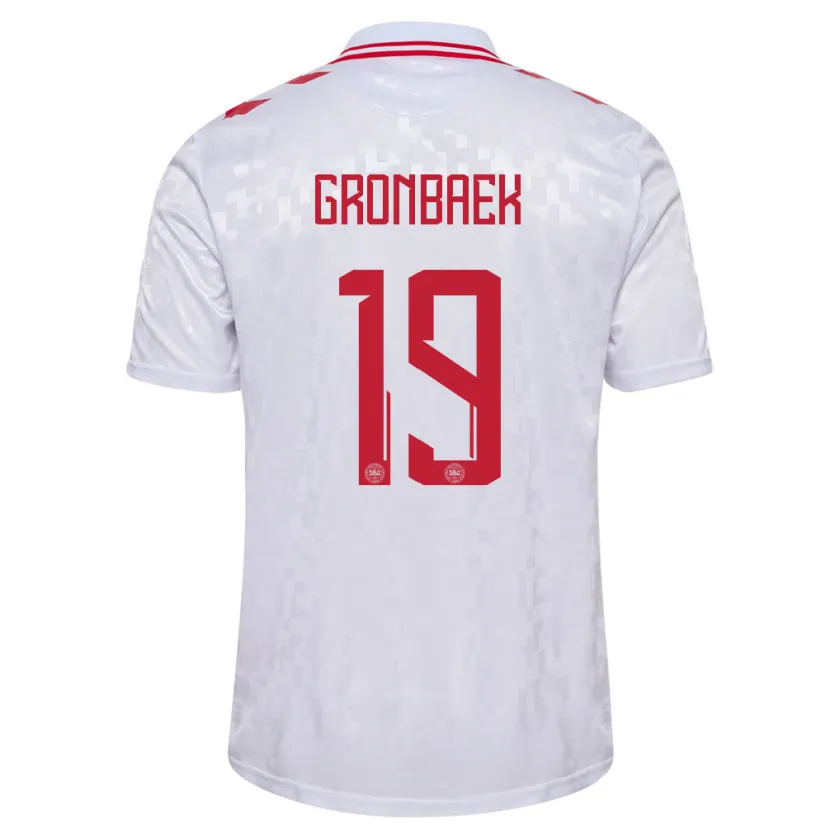 Danxen Dámské Dánsko Albert Gronbaek #19 Bílý Daleko Hráčské Dresy 24-26 Dres