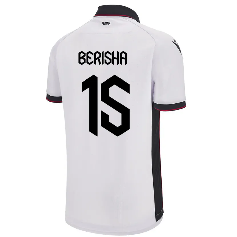 Danxen Dámské Albánie Gresa Berisha #15 Bílý Daleko Hráčské Dresy 24-26 Dres