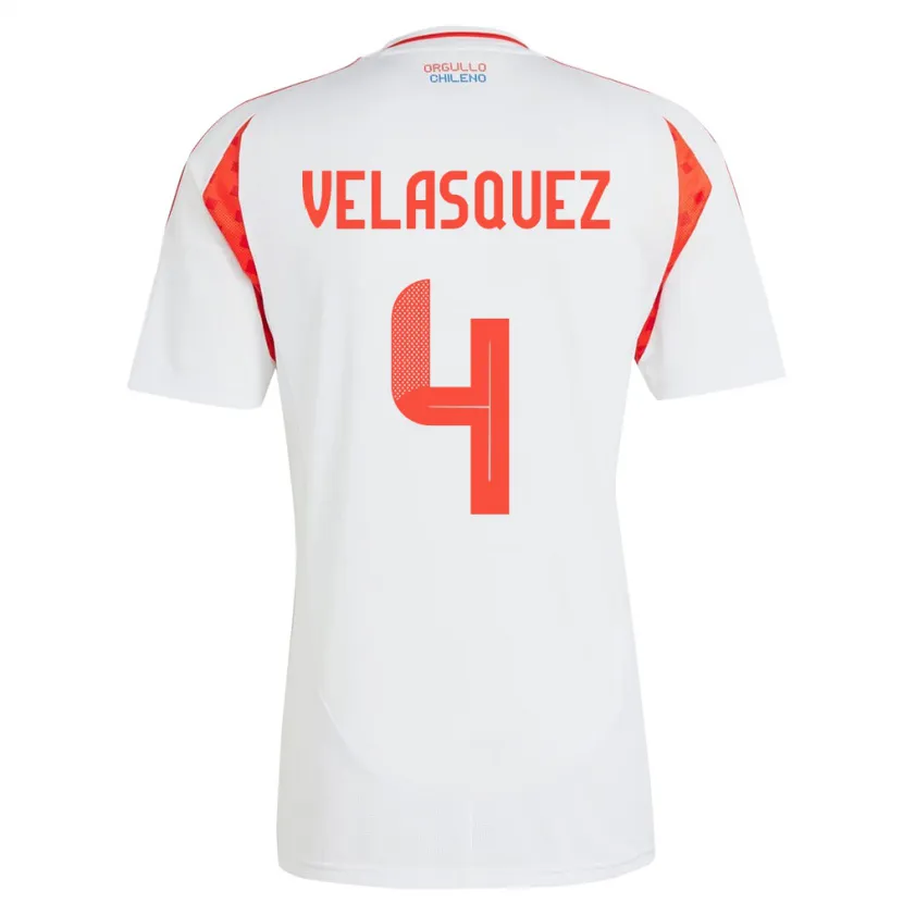 Danxen Dámské Chile Lucas Velásquez #4 Bílý Daleko Hráčské Dresy 24-26 Dres