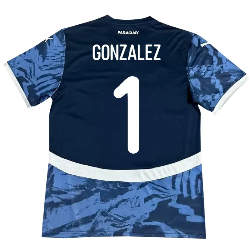Danxen Dámské Paraguay Ángel González #1 Modrý Daleko Hráčské Dresy 24-26 Dres