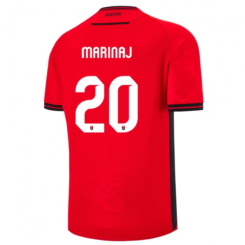 Danxen Dětské Albánie Kledi Marinaj #20 Červená Černá Domů Hráčské Dresy 26-28 Dres
