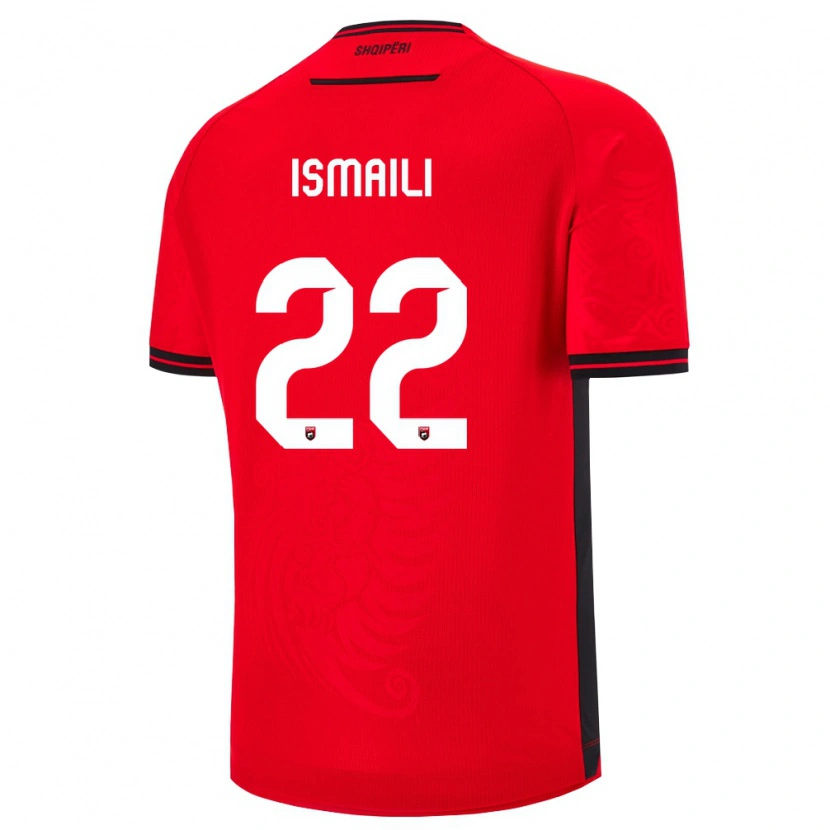 Danxen Dětské Albánie Ysni Ismaili #22 Červená Černá Domů Hráčské Dresy 26-28 Dres