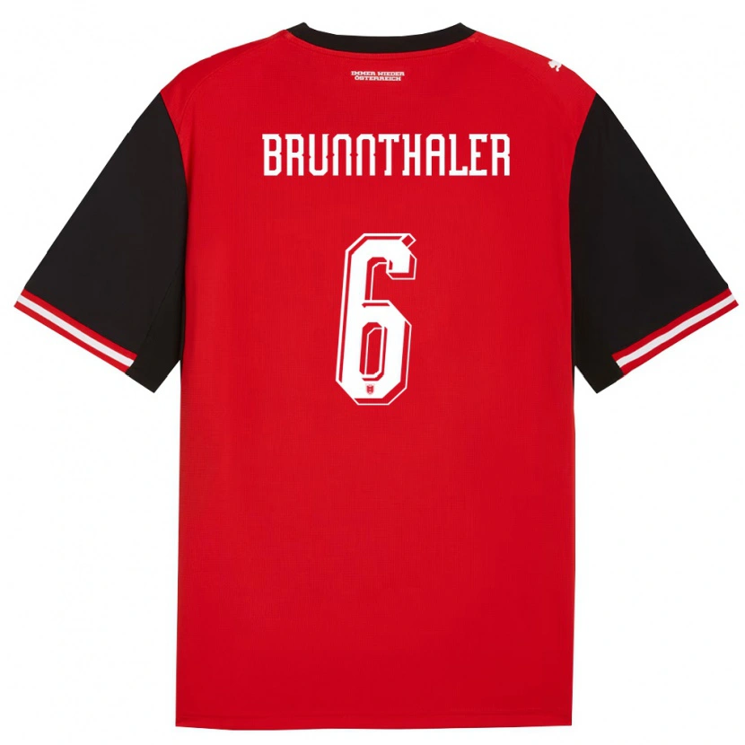 Danxen Dětské Rakousko Melanie Brunnthaler #6 Černá Bílá Domů Hráčské Dresy 26-28 Dres