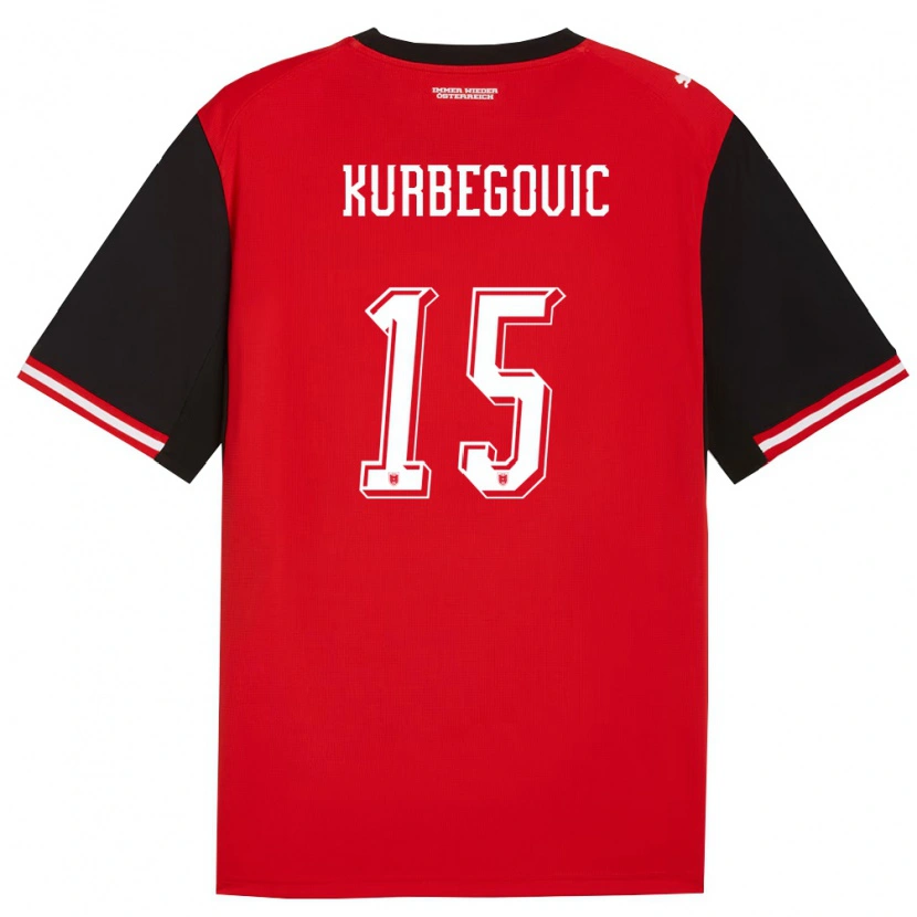 Danxen Dětské Rakousko Dino Kurbegovic #15 Černá Bílá Domů Hráčské Dresy 26-28 Dres