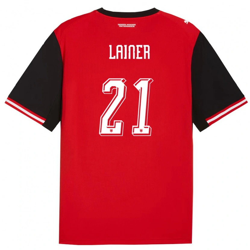 Danxen Dětské Rakousko Stefan Lainer #21 Černá Bílá Domů Hráčské Dresy 26-28 Dres