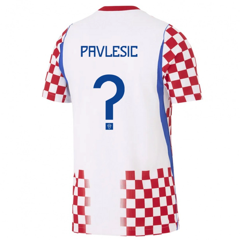 Danxen Dětské Chorvatsko Anthony Pavlesic #0 Bílá Červená Modrá Domů Hráčské Dresy 26-28 Dres