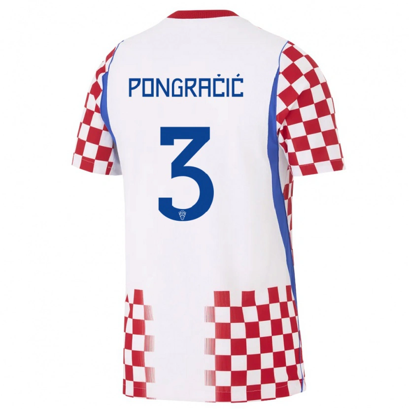 Danxen Dětské Chorvatsko Marin Pongracic #3 Bílá Červená Modrá Domů Hráčské Dresy 26-28 Dres