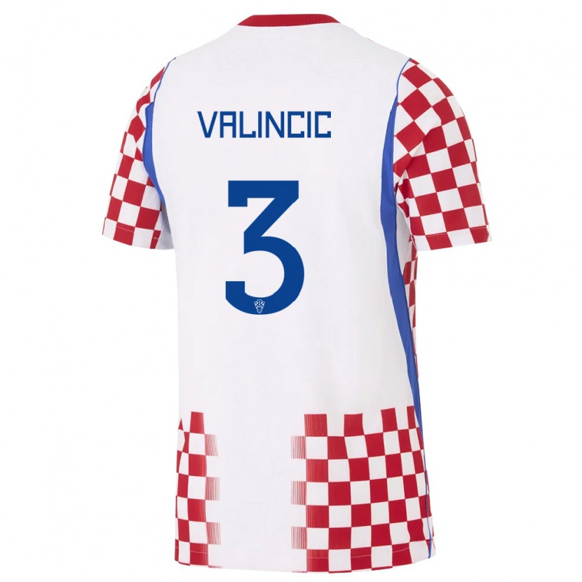 Danxen Dětské Chorvatsko Moris Valincic #3 Bílá Červená Modrá Domů Hráčské Dresy 26-28 Dres