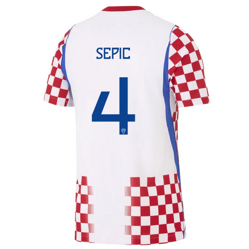 Danxen Dětské Chorvatsko Niko Sepic #4 Bílá Červená Modrá Domů Hráčské Dresy 26-28 Dres