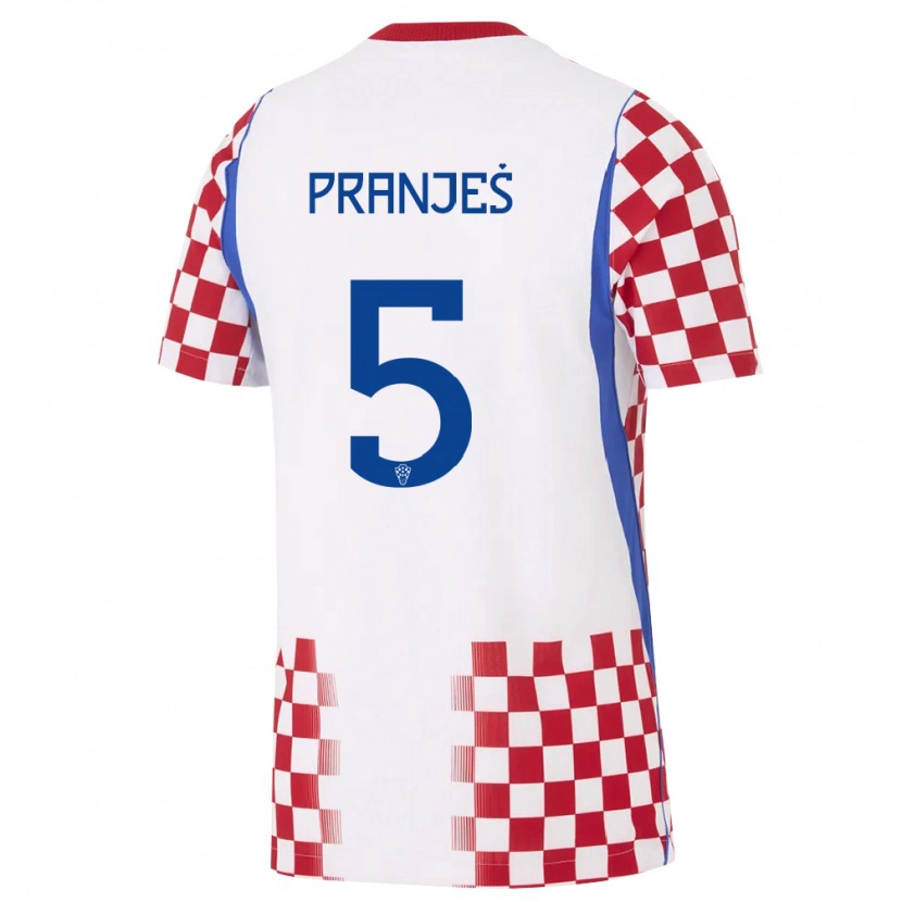 Danxen Dětské Chorvatsko Katarina Pranjes #5 Bílá Červená Modrá Domů Hráčské Dresy 26-28 Dres