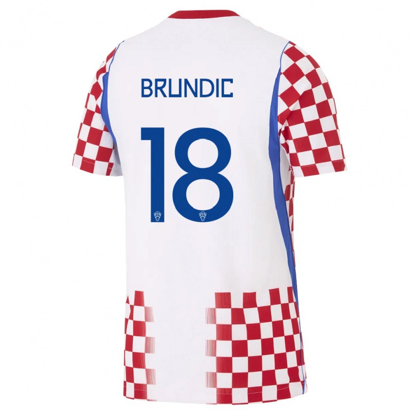 Danxen Dětské Chorvatsko Josip Brundic #18 Bílá Červená Modrá Domů Hráčské Dresy 26-28 Dres