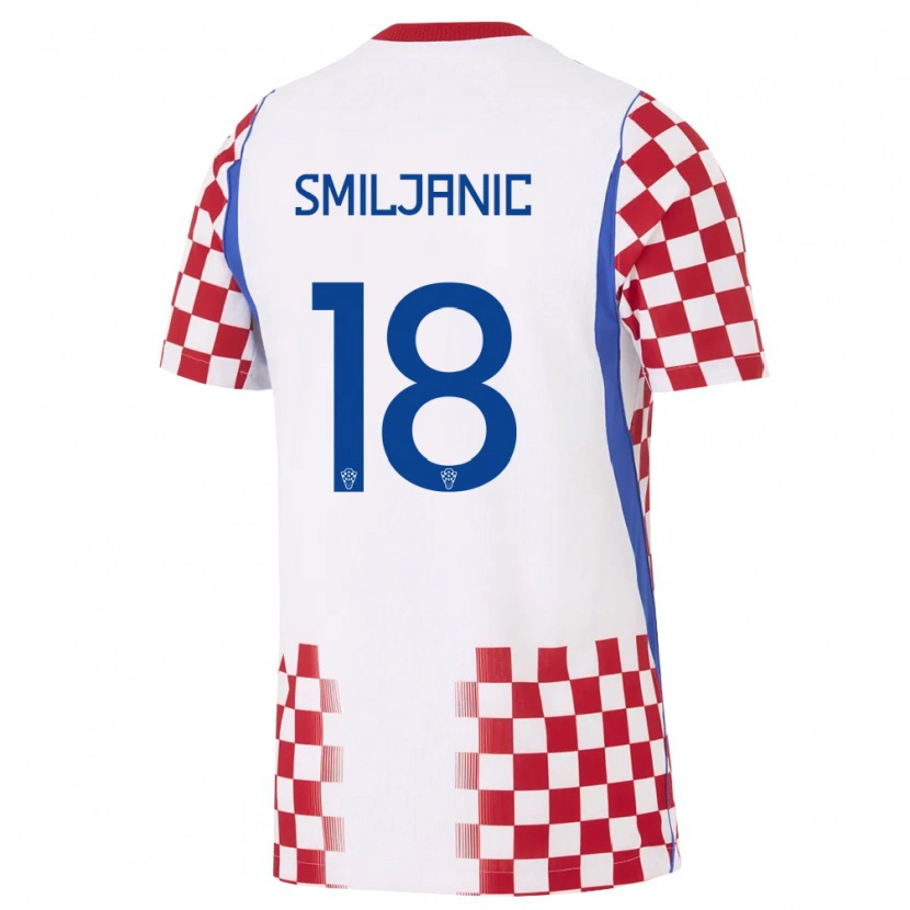 Danxen Dětské Chorvatsko Pavle Smiljanic #18 Bílá Červená Modrá Domů Hráčské Dresy 26-28 Dres
