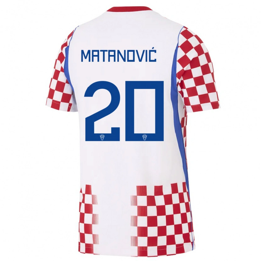 Danxen Dětské Chorvatsko Igor Matanovic #20 Bílá Červená Modrá Domů Hráčské Dresy 26-28 Dres