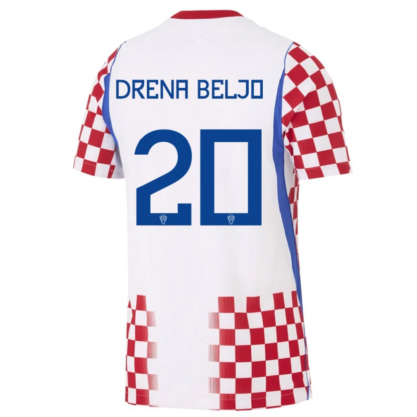 Danxen Dětské Chorvatsko Dion Drena Beljo #20 Bílá Červená Modrá Domů Hráčské Dresy 26-28 Dres