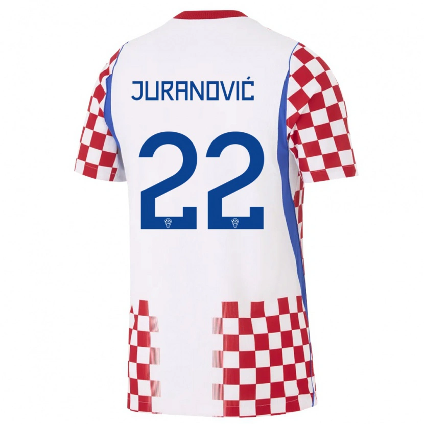 Danxen Dětské Chorvatsko Josip Juranovic #22 Bílá Červená Modrá Domů Hráčské Dresy 26-28 Dres