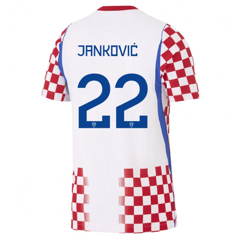Danxen Dětské Chorvatsko Niko Jankovic #22 Bílá Červená Modrá Domů Hráčské Dresy 26-28 Dres
