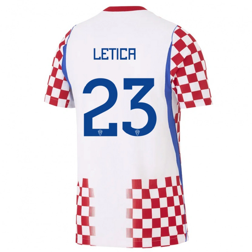 Danxen Dětské Chorvatsko Karlo Letica #23 Bílá Červená Modrá Domů Hráčské Dresy 26-28 Dres