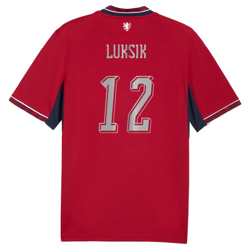 Danxen Dětské Česko Matej Luksik #12 Červená Bílá Námořnická Domů Hráčské Dresy 26-28 Dres