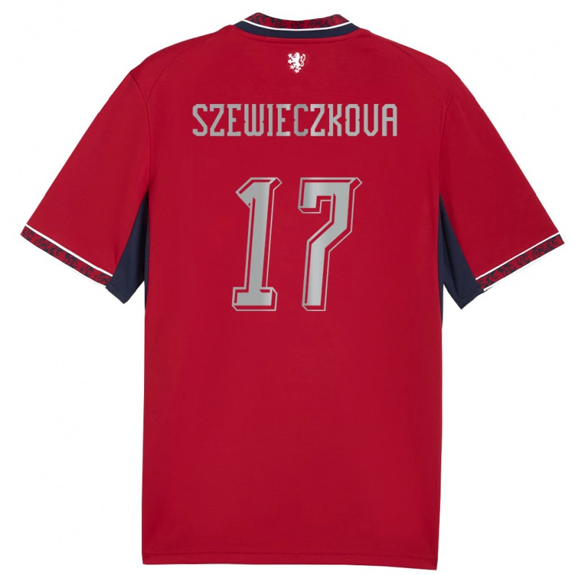 Danxen Dětské Česko Tereza Szewieczková #17 Červená Bílá Námořnická Domů Hráčské Dresy 26-28 Dres